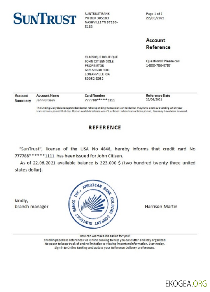 USA , Suntrust , référence template